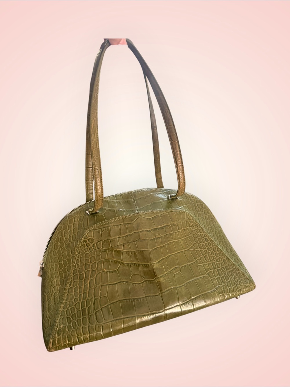 Monsac Olive Green Leather Bag